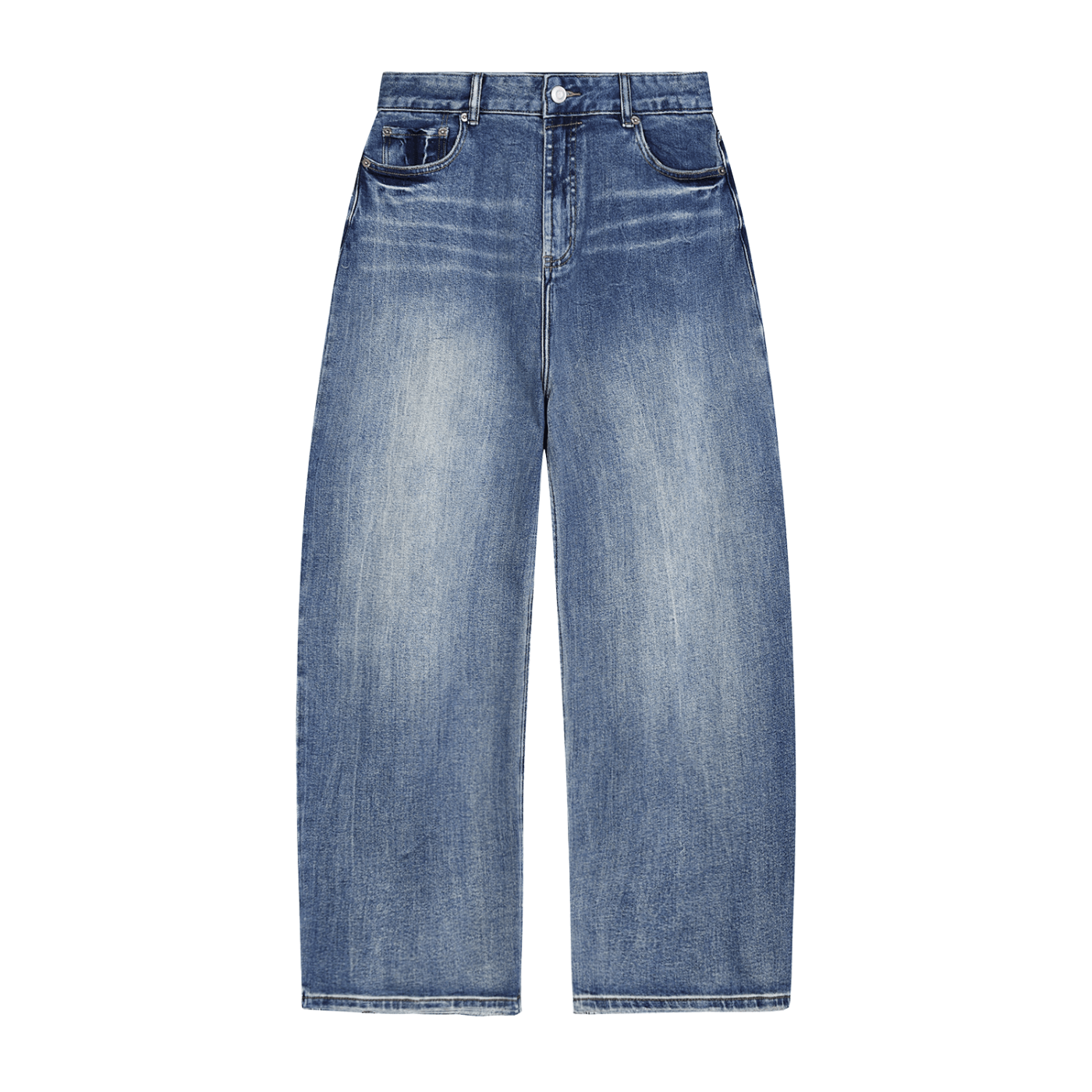 Unisex VIBES Sun Fade Heavyweight Denim Jeans by ODMPOD featuring faded blue denim and classic straight-leg fit.