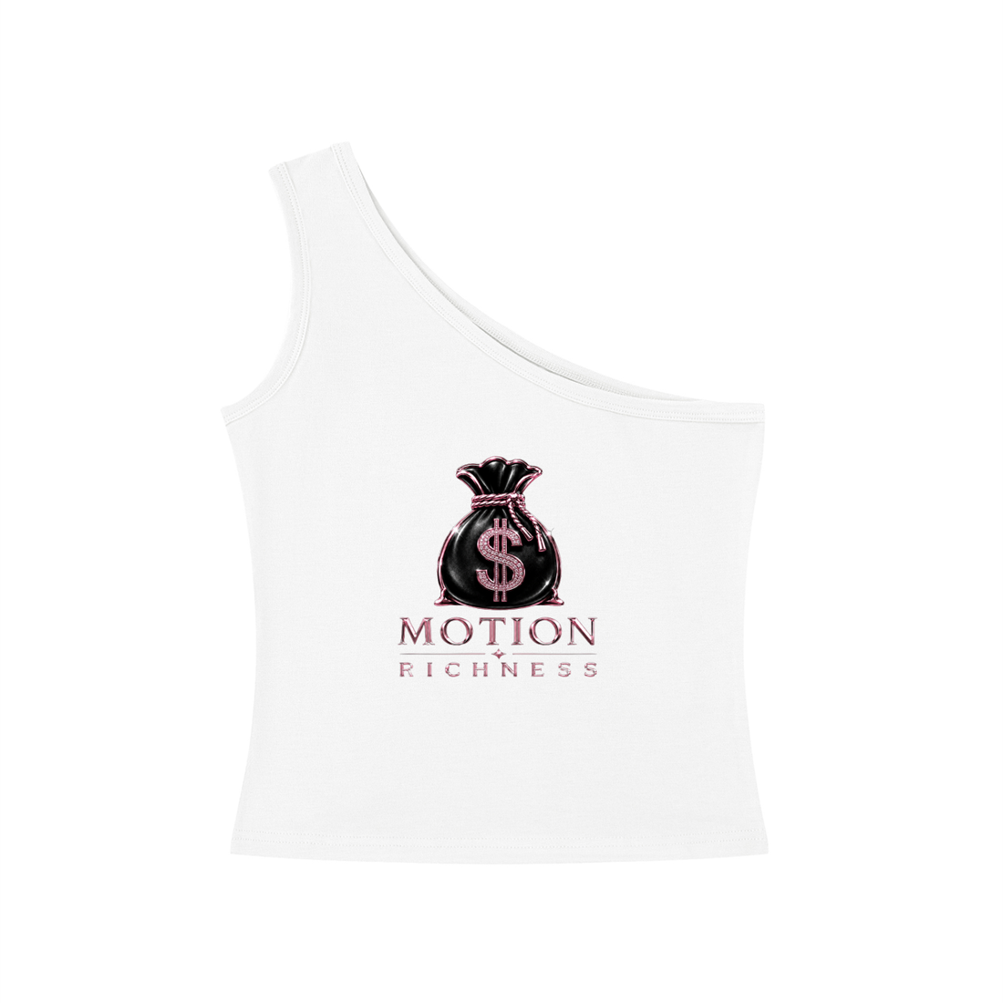 ODMPOD Motion Richness one-shoulder crop tank top featuring a stylish design and comfortable fit, shown on a model.