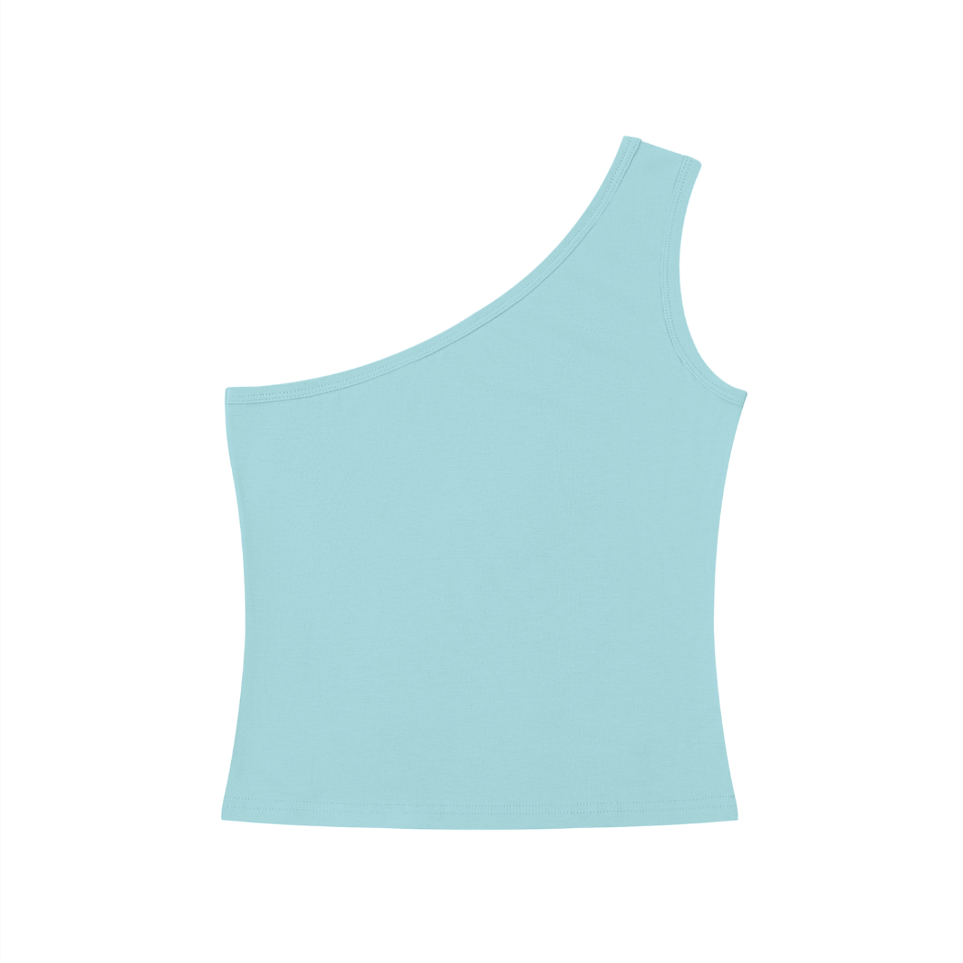 ODMPOD Motion Richness one-shoulder crop tank top in black, featuring a stylish asymmetric design and comfortable fit.
