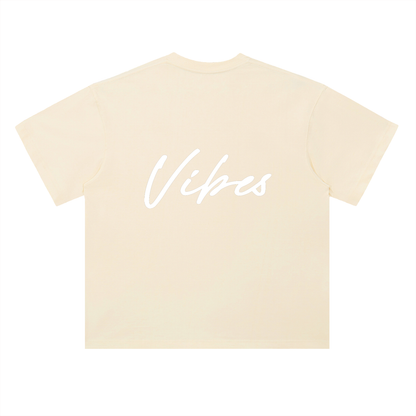 Men's ODMPOD Vibes drop shoulder T-shirt in black, featuring a relaxed fit and casual style with a Vibes graphic print.