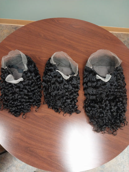 12-inch water wave HD raw human hair frontal wig by ODMPOD with 13x4 lace frontal and natural water wave texture.