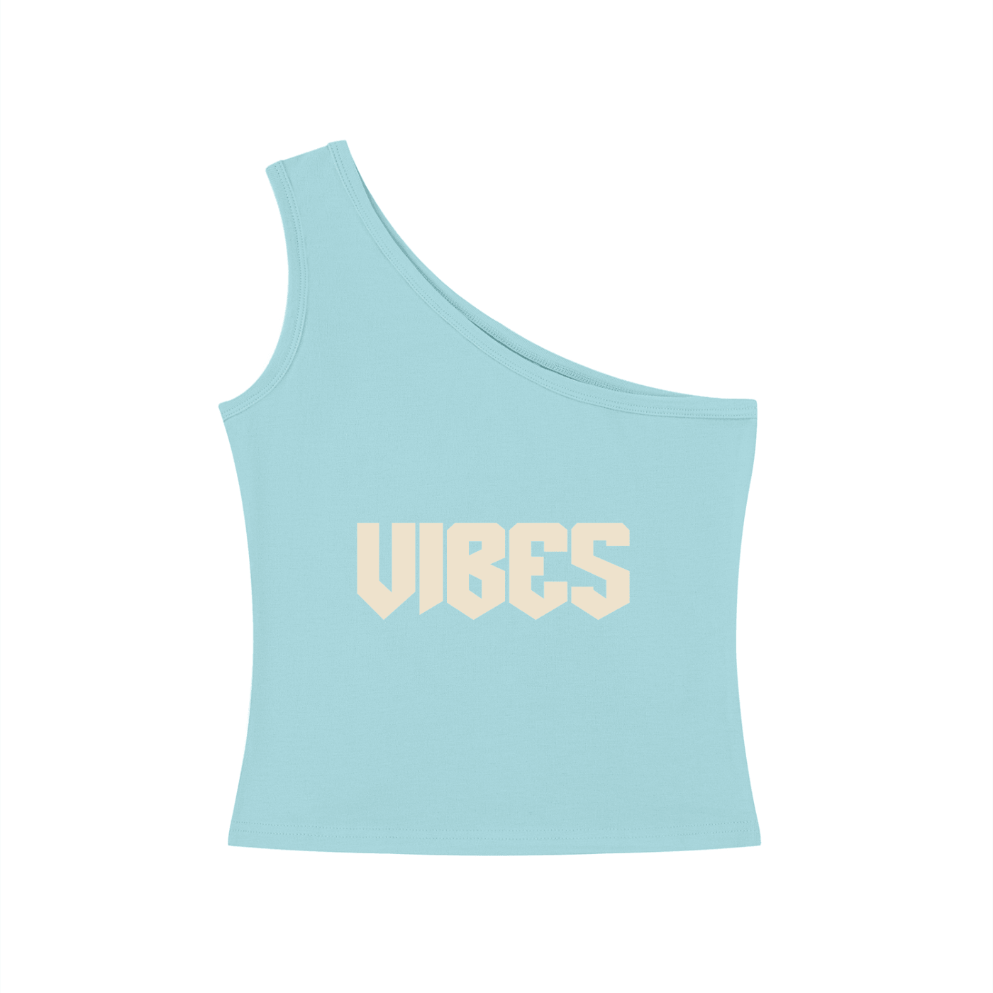 ODMPOD Vibes one-shoulder crop T-shirt in black, featuring a stylish one-shoulder design and casual fit.