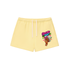 ODMPOD graphic fleece drawstring sweatshorts with bold print, soft fabric, and adjustable waistband for comfortable casual wear.