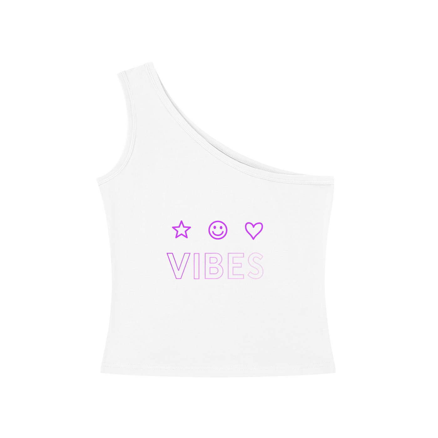 ODMPOD Vibes one-shoulder crop T-shirt in black, featuring a stylish one-shoulder design and cropped fit, casual streetwear look.