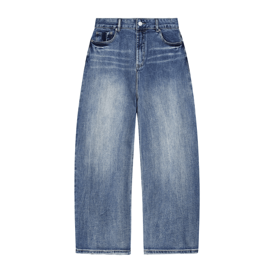 Unisex VIBES Sun Fade Heavyweight Denim Jeans by ODMPOD featuring faded blue denim and classic straight-leg fit.
