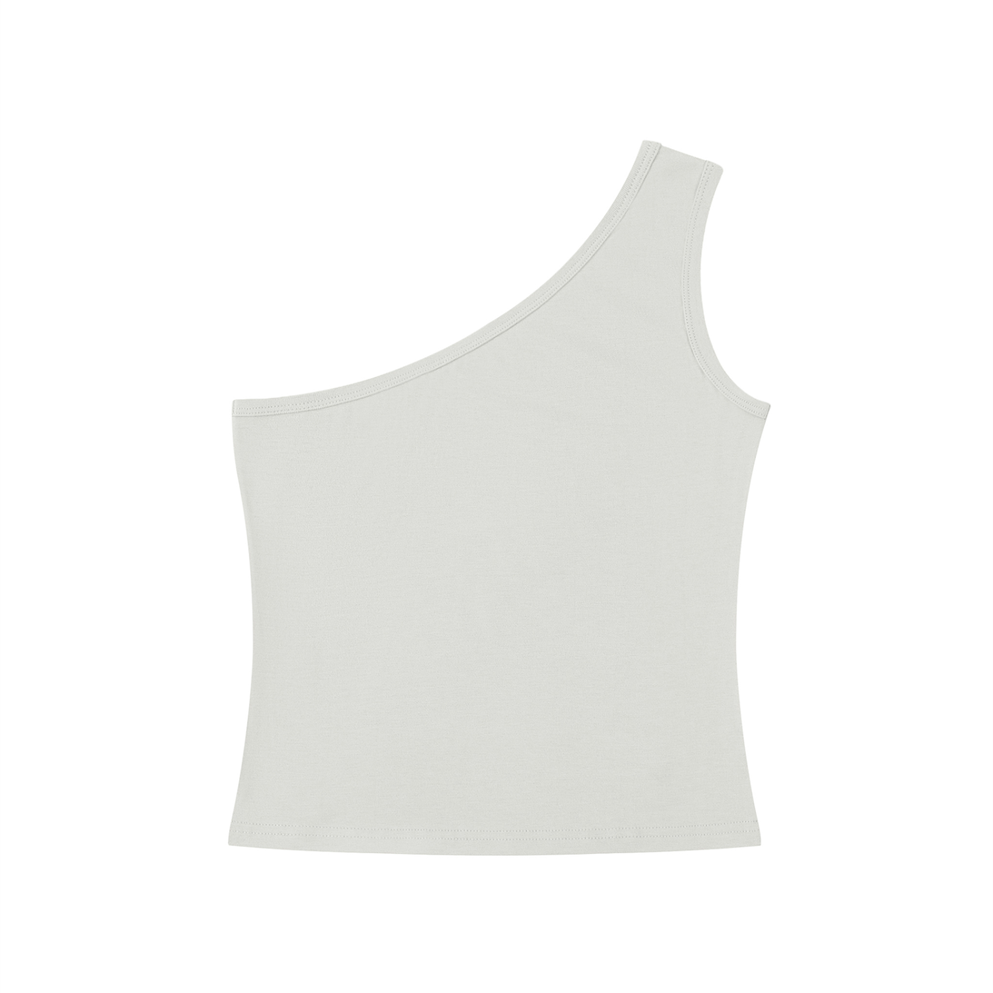 ODMPOD Motion Richness one-shoulder crop tank top in black, featuring a stylish asymmetrical design and comfortable fit.