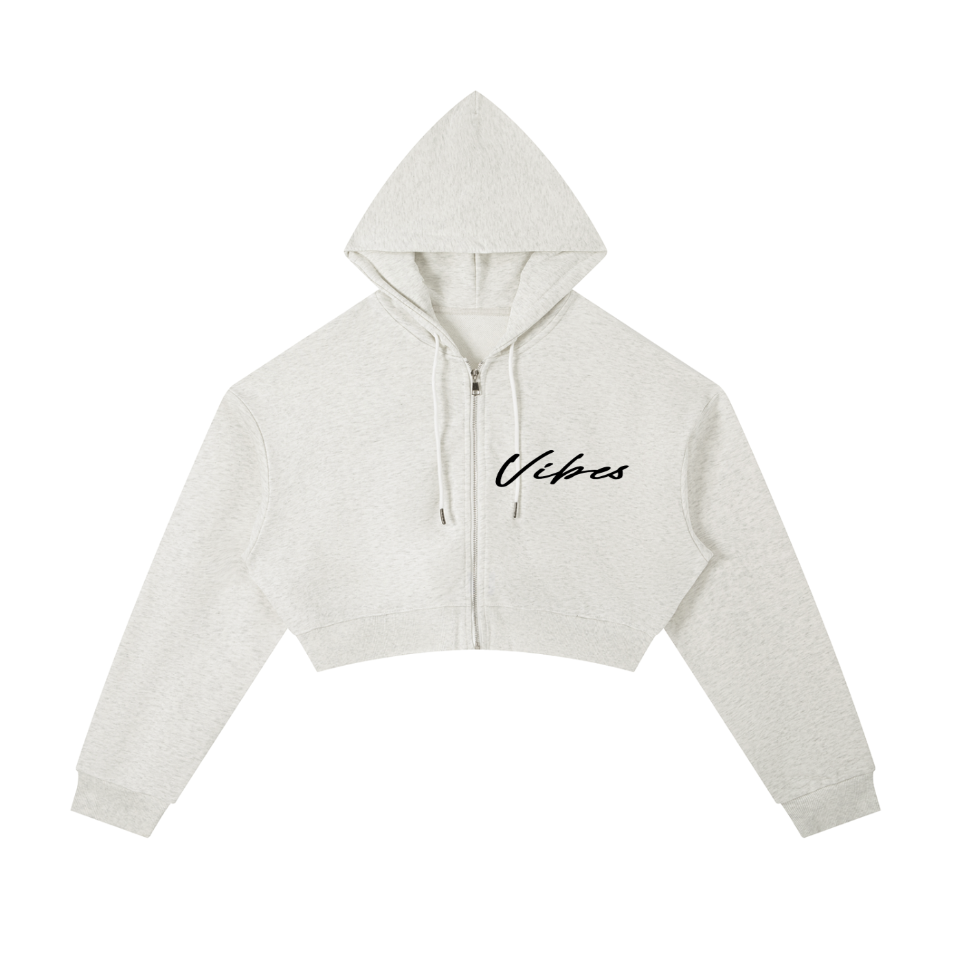 ODMPOD Vibes Hustle cropped zip-up oversized hoodie in black, featuring a front zipper and relaxed fit with bold streetwear style.