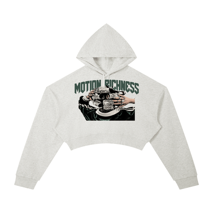 ODMPOD Vibes Cropped Hoodie, front view showing soft fabric, hood, and cropped fit, perfect for casual streetwear style.