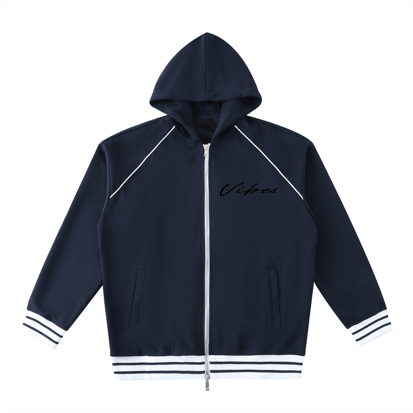 Men's Vibes Trim Zip-Up Hoodie by ODMPOD featuring a sleek design, front zipper, and comfortable fit in a casual style.