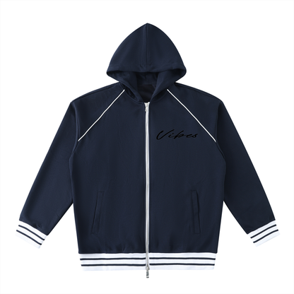 Men's Vibes Trim Zip-Up Hoodie by ODMPOD featuring a sleek design, front zipper, and comfortable fit in a casual style.