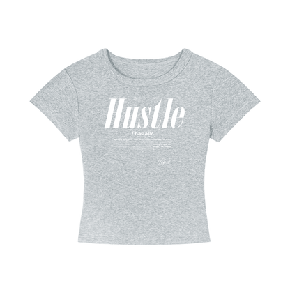 ODMPOD Vibes Hustle cropped T-shirt displayed on a model, featuring a casual fit and graphic design for trendy streetwear.