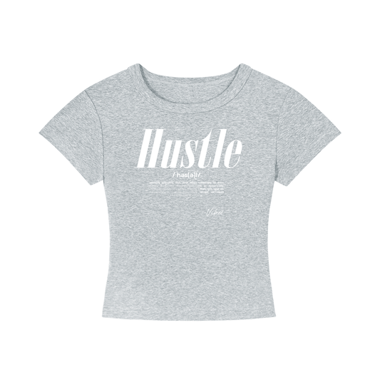ODMPOD Vibes Hustle cropped T-shirt displayed on a model, featuring a casual fit and graphic design for trendy streetwear.