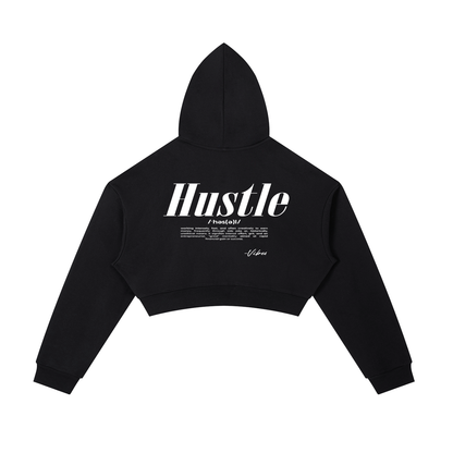 ODMPOD Vibes Hustle cropped zip-up hoodie with front pockets and drawstring hood, stylish casual wear for comfortable street style.