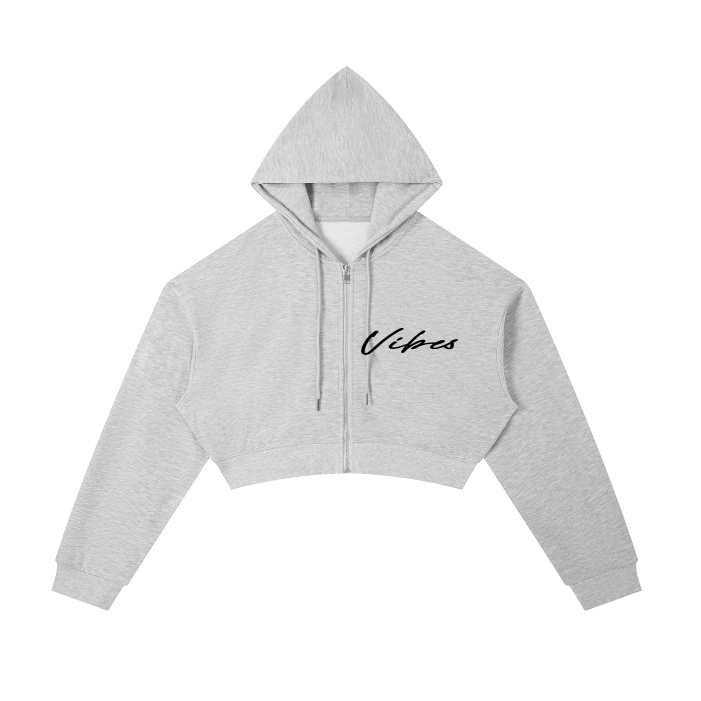 ODMPOD Vibes Hustle oversized cropped zip-up hoodie in black, featuring a relaxed fit and stylish hood with front zipper.