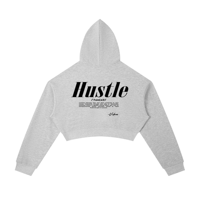 ODMPOD Vibes Hustle Cropped Zip-Up Oversized Hoodie shown on a model, featuring a relaxed fit and stylish design.
