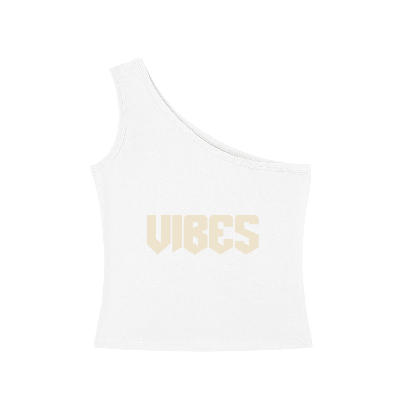 ODMPOD Vibes one-shoulder crop T-shirt, black color, stylish design, close-up of the shoulder and cropped fit.