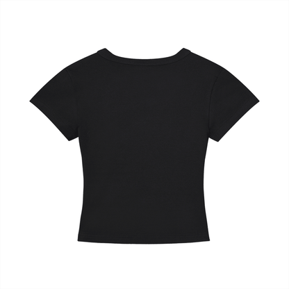 ODMPOD Vibes Hustle cropped t-shirt in black, featuring bold graphic design and relaxed fit for casual streetwear style.