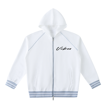 Men's ODMPOD Vibes trim zip-up hoodie with front zipper, casual fit, and stylish design, shown in a comfortable, everyday wear style.