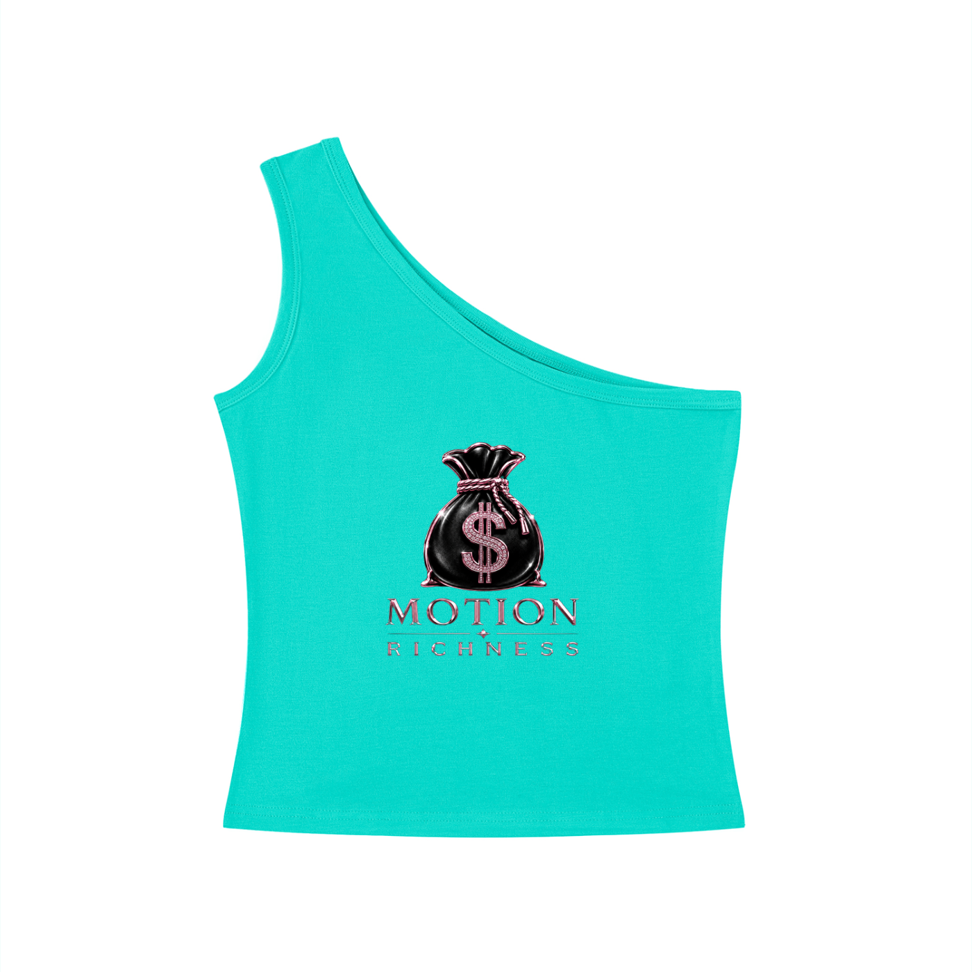 ODMPOD Motion Richness one-shoulder crop tank top in soft fabric, featuring a stylish single shoulder design and modern fit.